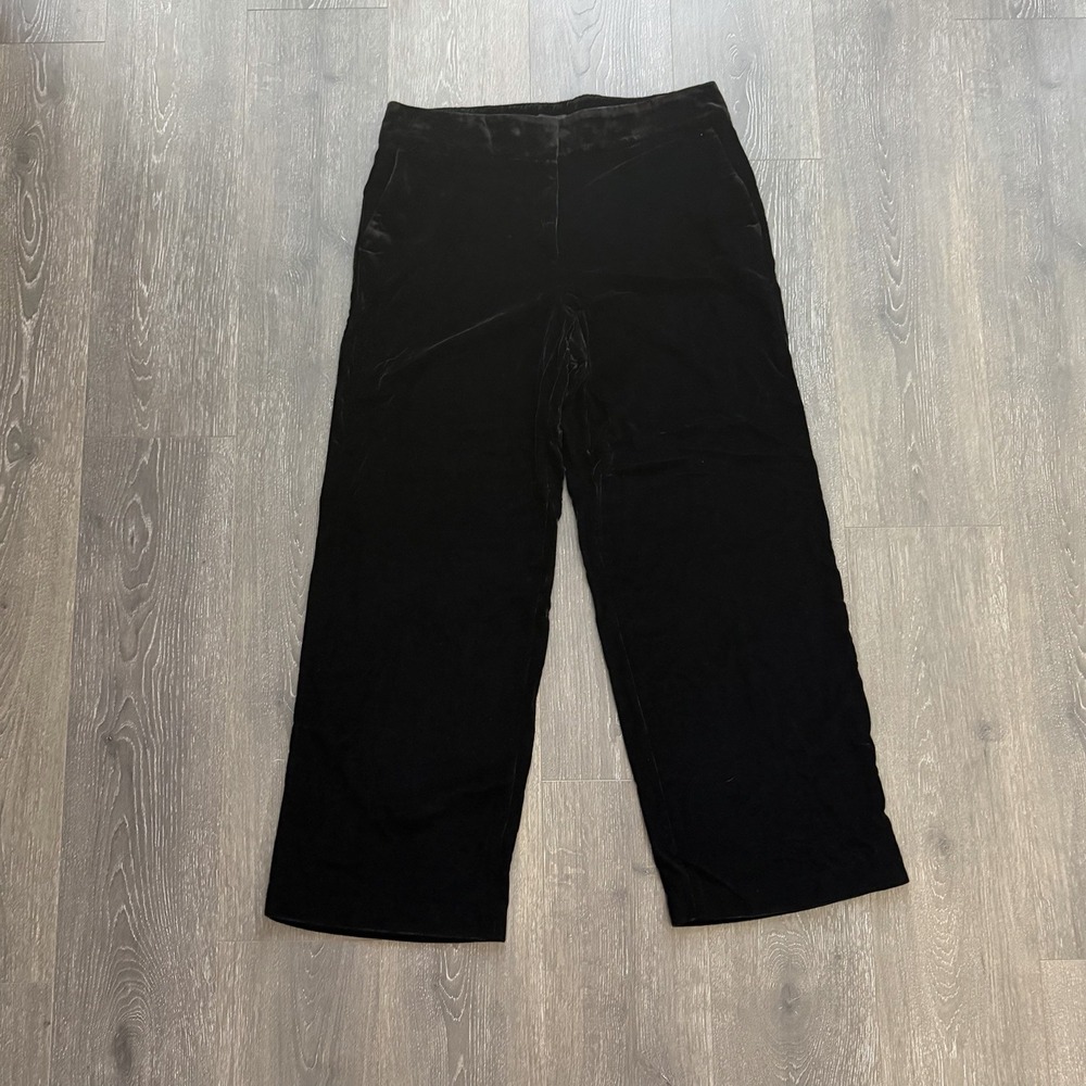 Talbots NWT Black Velvet Wide Leg Pants Sz‎ 12 Goth Dark Romantic Party Academia